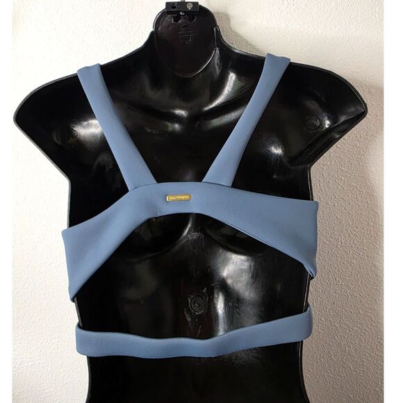 Cleo Harper Coco Bralette Cut Out Sports Bra Blue Medium - Picture 3 of 6